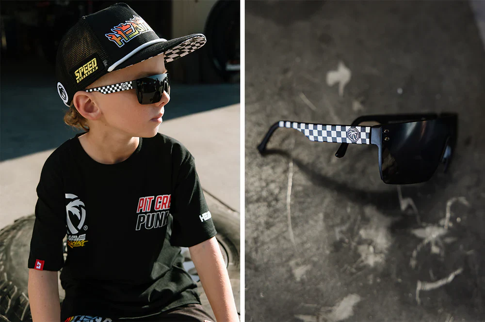 LAZER FACE SUNGLASSES KIDS: Little Trouble X Heat Wave Checkered Flag - Image 4